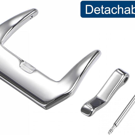Watch Strap Clasp Replacement Set, Stainless Steel Polished PVD Buckle, Silver Tone for 22mm Width Watch Bands with Spring Bar Remover.