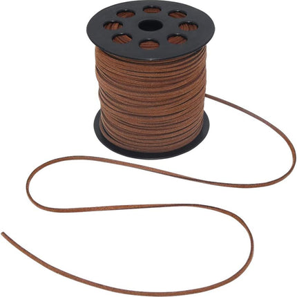 Leather String, 100 Yards 2.6mm Flat Suede Cord, Faux Leather Cord for Jewelry Making, Necklaces, Bracelets, Dream Catchers and DIY Crafts (Brown).