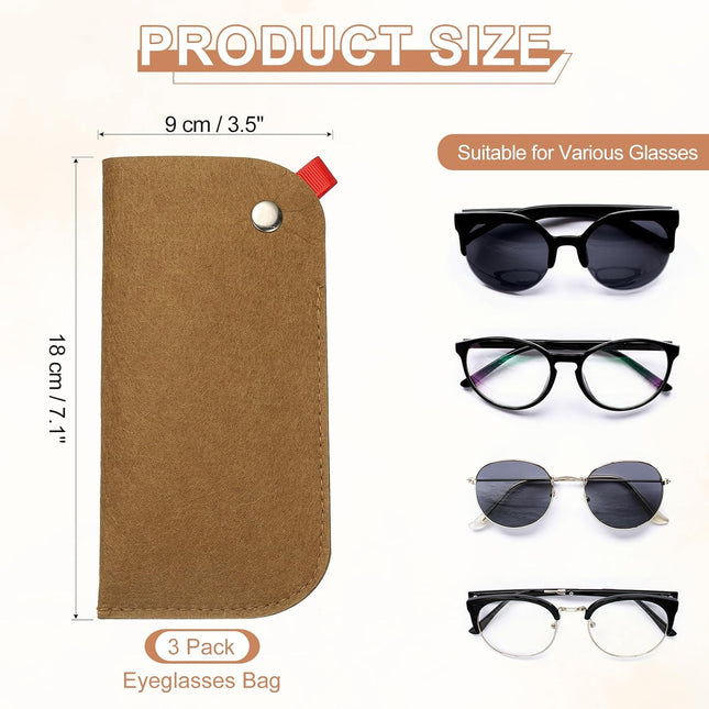 Portable Felt Glasses Case, Soft Slip-in Pouch Case, Ear Hanging Eyeglasses Bag Sunglasses Storage Pouch.