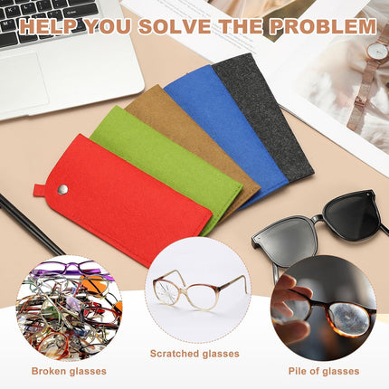 Portable Felt Glasses Case, Soft Slip-in Pouch Case, Ear Hanging Eyeglasses Bag Sunglasses Storage Pouch.