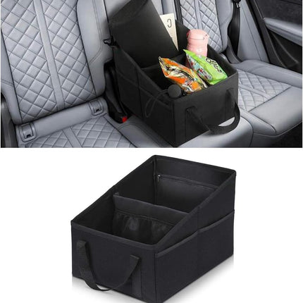 Car Seat Organizer, Foldable Car Storage Organizer with 4 Cup Holders, Rear & Front Seat Storage Bags, Black.