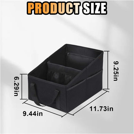 Car Seat Organizer, Foldable Car Storage Organizer with 4 Cup Holders, Rear & Front Seat Storage Bags, Black.