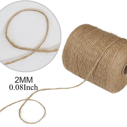 Natural Jute Twine, 984 Feet 2mm Garden Twine, Brown Jute String for Arts and Crafts, Gardening, Gift Wrapping, Bundling, Recycling.