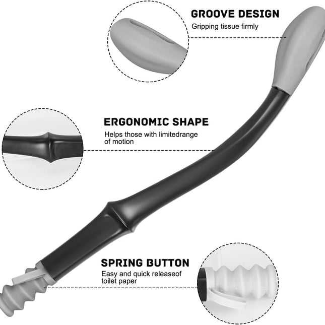 Toilet Aids Tools Butt Wiper Long Handle Toilet Aids for Wiping, 15" Comfort Bottom Buddy Wiping Aid Helper Wand for Elderly Disabled Pregnant Surgery Recovery People Overweight.