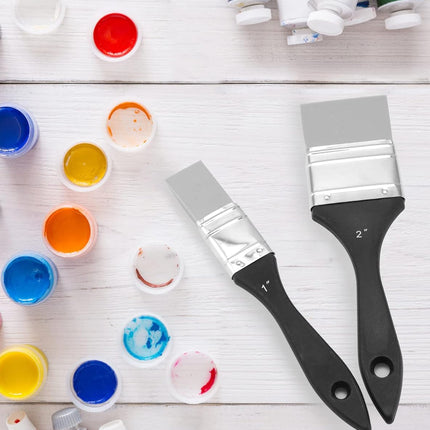 Paint Brush, Silicone Color Shaper Brush, 2 Pcs (1 inch,2 inch) Solid Flat Flexible Acrylic and Water Based Painting Tool for Move and Remove Acrylic Paints.
