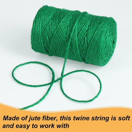 Jute Garden Twine, 328 Feet 3mm Heavy Duty Tomato Twine, Green Plant Ties for Gardening, Climbing Plants, Vegetables, Crafting.