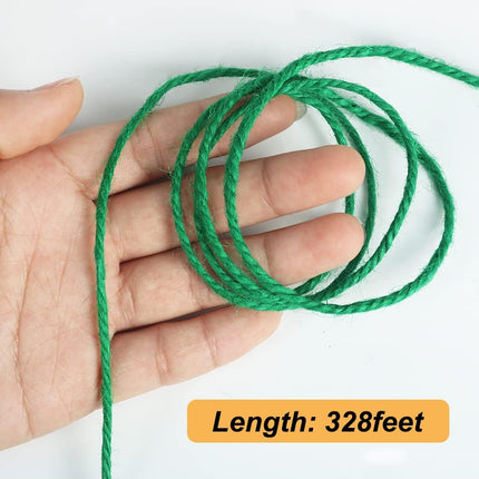 Jute Garden Twine, 328 Feet 3mm Heavy Duty Tomato Twine, Green Plant Ties for Gardening, Climbing Plants, Vegetables, Crafting.