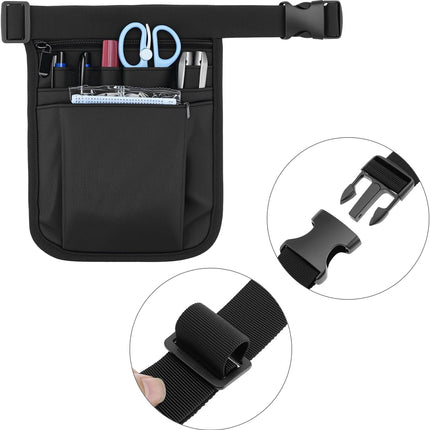 Nurse Waist Pouch Bag for Women Men, 2 Pack Utility Organizer Belt Pouch, Waist Tool Storage Bag, Oxford Fabric, 10x7 in, Black.