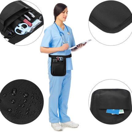 Nurse Waist Pouch Bag for Women Men, 2 Pack Utility Organizer Belt Pouch, Waist Tool Storage Bag, Oxford Fabric, 10x7 in, Black.