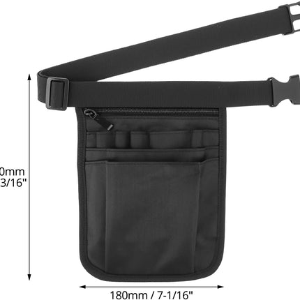 Nurse Waist Pouch Bag for Women Men, 2 Pack Utility Organizer Belt Pouch, Waist Tool Storage Bag, Oxford Fabric, 10x7 in, Black.