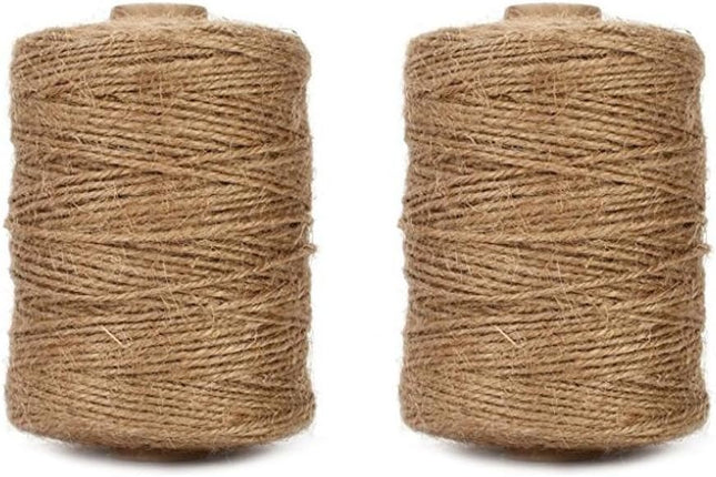 1000 Feet Natural Jute Twine, 2mm Twine String for Arts and Crafts, Gardening, Gift Wrapping, Packaging, Festive Decorations (2PCS x 500 Feet).