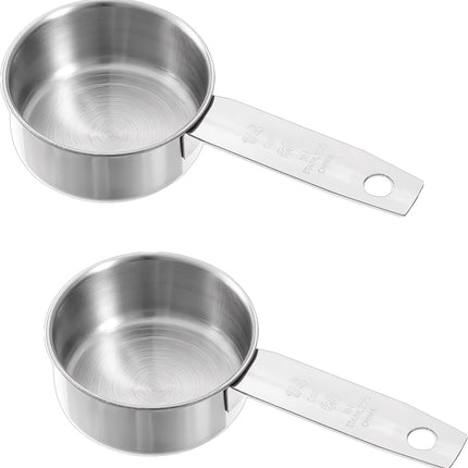 2 Pcs 1/4 Cup Stainless Steel Measuring Cup, 60 ml 2 oz Stainless Steel Measuring Cups Metal Coffee Scoop Cat Food Scoops for Wet and Dry Ingredients Cooking Baking Kitchen, Dishwasher Safe.