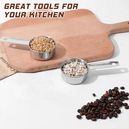 2 Pcs 1/4 Cup Stainless Steel Measuring Cup, 60 ml 2 oz Stainless Steel Measuring Cups Metal Coffee Scoop Cat Food Scoops for Wet and Dry Ingredients Cooking Baking Kitchen, Dishwasher Safe.
