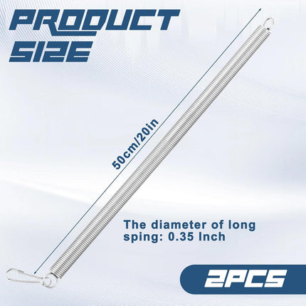 20 Inch Screen Door Spring, 2PCS Long Extension Spring Screen Door Closer Springs Self Closing Garage Door Springs Replacement Hardware for Light Storm and Screen Doors.