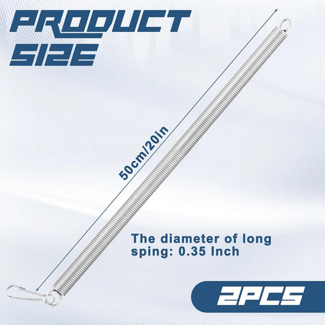 20 Inch Screen Door Spring, 2PCS Long Extension Spring Screen Door Closer Springs Self Closing Garage Door Springs Replacement Hardware for Light Storm and Screen Doors.