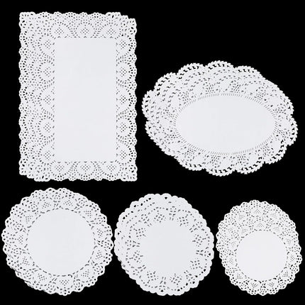 5 Sizes Paper Doilies, 150 Pcs Lace Doilies Paper Round Disposable Placemats White-Doilies for Tables Dessert Trays Party Craft Wedding Birthday Cakes Tableware Decorations.