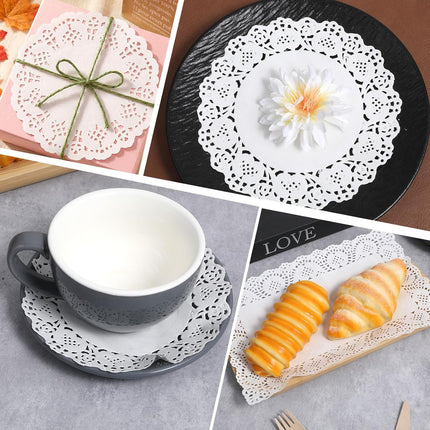 5 Sizes Paper Doilies, 150 Pcs Lace Doilies Paper Round Disposable Placemats White-Doilies for Tables Dessert Trays Party Craft Wedding Birthday Cakes Tableware Decorations.