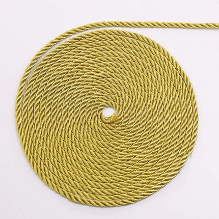 5mm Twisted Cord Trim, 59 Feet Gold Decorative Rope for Curtain Tieback, Upholstery, Honor Cord, Home Decor.