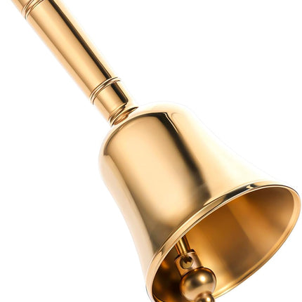 Dinner Bell, Super Loud Solid Brass Call Bells with Metal Handle, 3.9" Small Ring Handbell for Wedding, Classroom, Meditation, Animal Training, Teaching and Seniors Bedside (Gold).