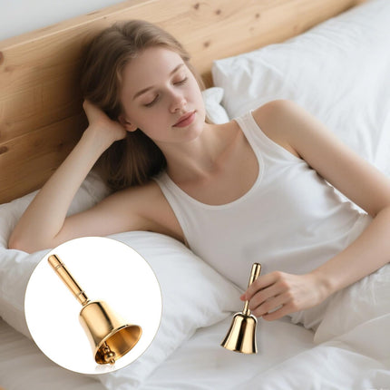 Dinner Bell, Super Loud Solid Brass Call Bells with Metal Handle, 3.9" Small Ring Handbell for Wedding, Classroom, Meditation, Animal Training, Teaching and Seniors Bedside (Gold).