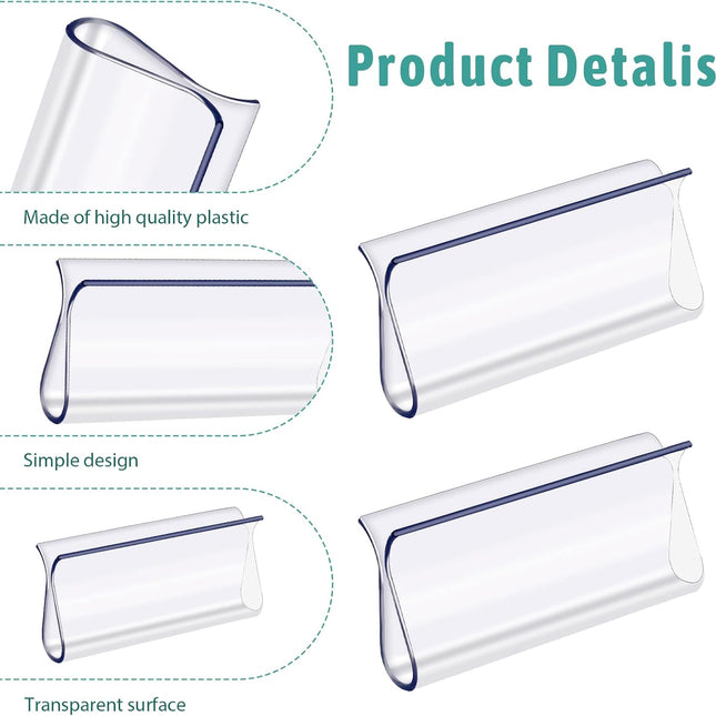 8 Pack Roller Window Shades Pulls, Clear Plastic Window Shades Hem Grips Handles R Type Windows Blinds Shade Pull Down Replacement Accessories for Roller Blinds, Home, Rv, Office, Hotel.