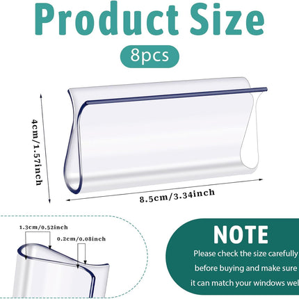 8 Pack Roller Window Shades Pulls, Clear Plastic Window Shades Hem Grips Handles R Type Windows Blinds Shade Pull Down Replacement Accessories for Roller Blinds, Home, Rv, Office, Hotel.