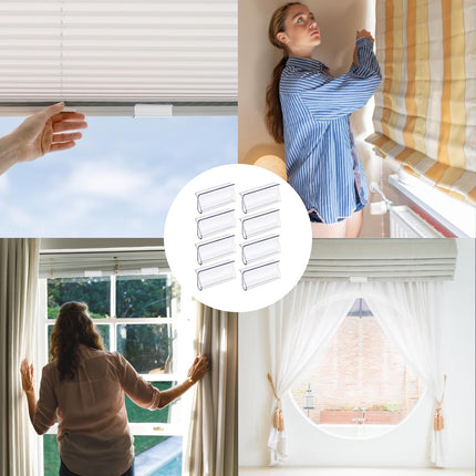 8 Pack Roller Window Shades Pulls, Clear Plastic Window Shades Hem Grips Handles R Type Windows Blinds Shade Pull Down Replacement Accessories for Roller Blinds, Home, Rv, Office, Hotel.