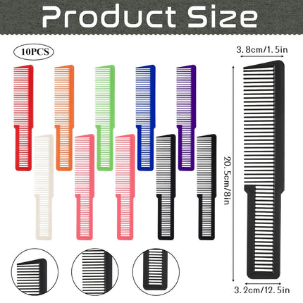 10 PCS Barber Combs, Hair Cutting Combs Professional Fine Tooth Comb Flat Top Clipper Comb Blending Hairstylist Essentials Hairdressing Salon Set for Women Men Hair Styling (Eye-Catching Colors).