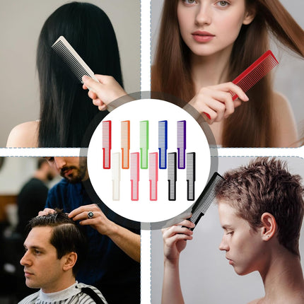 10 PCS Barber Combs, Hair Cutting Combs Professional Fine Tooth Comb Flat Top Clipper Comb Blending Hairstylist Essentials Hairdressing Salon Set for Women Men Hair Styling (Eye-Catching Colors).