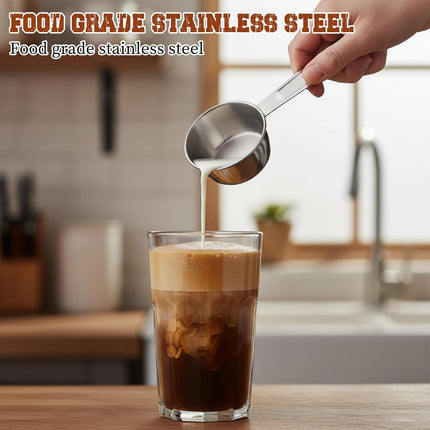 2 Pcs 1/4 Cup Stainless Steel Measuring Cup, 60ml, 2oz Metal Measuring Cups Coffee Measuring Cups Measure Scoop or Cooking, Baking, Kitchen Wet and Dry Ingredients, Dishwasher Safe.