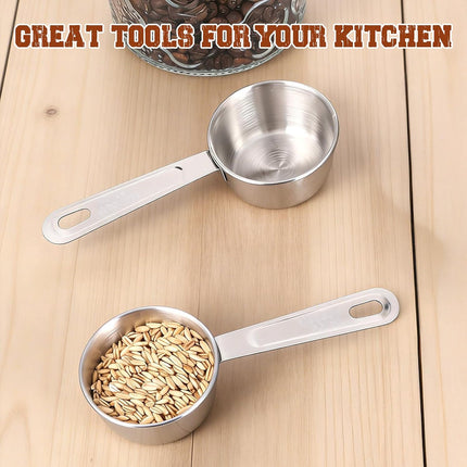 2 Pcs 1/4 Cup Stainless Steel Measuring Cup, 60ml, 2oz Metal Measuring Cups Coffee Measuring Cups Measure Scoop or Cooking, Baking, Kitchen Wet and Dry Ingredients, Dishwasher Safe.