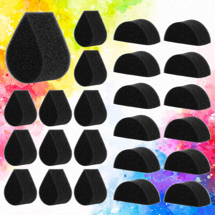 Face Painting Sponges, 24PCS Face Paint Sponges Professional Black High Density Petal Oval and Semicircular Faces Paint Brushes for Adult Art Work,Body Painting Tear Drop Halloween Christmas.