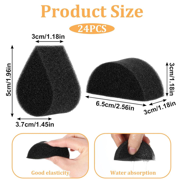 Face Painting Sponges, 24PCS Face Paint Sponges Professional Black High Density Petal Oval and Semicircular Faces Paint Brushes for Adult Art Work,Body Painting Tear Drop Halloween Christmas.