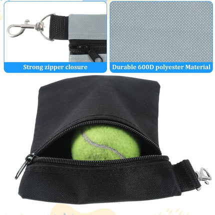 2 Pack Golf Ball Bag, Golf Tee Bag Pouch 6.7" x 5.5" Zippered Pouch with Metal Lobster Clip, Waterproof Golfs Accessories Organizer for Tees Balls, Valuables Holder, Men Women (Black, Gray).