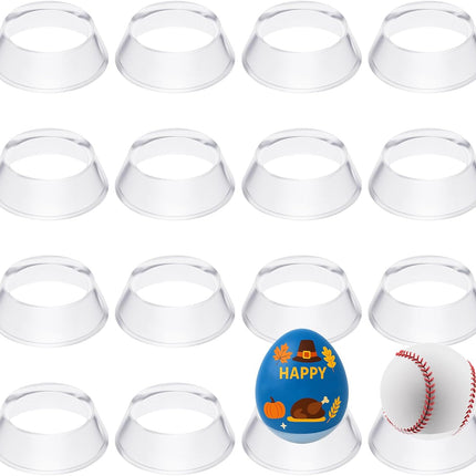 16 Pcs Acrylic Baseball Stand, 1.34 Inch Clear Ring Ball Sphere Stand Egg Crystal Holder Display Stands for Soccer, Basketball, Football, Volleyball, Softball, Bowling Ball, Collections.
