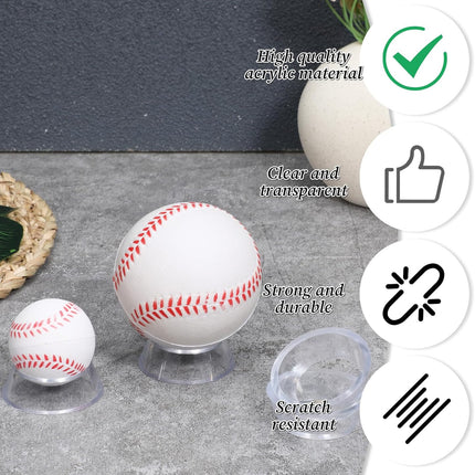16 Pcs Acrylic Baseball Stand, 1.34 Inch Clear Ring Ball Sphere Stand Egg Crystal Holder Display Stands for Soccer, Basketball, Football, Volleyball, Softball, Bowling Ball, Collections.