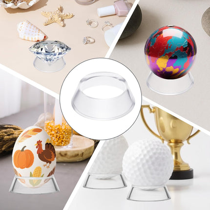 16 Pcs Acrylic Baseball Stand, 1.34 Inch Clear Ring Ball Sphere Stand Egg Crystal Holder Display Stands for Soccer, Basketball, Football, Volleyball, Softball, Bowling Ball, Collections.