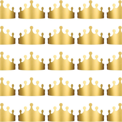 Gold Paper Crowns, 20 Pcs Golden King Crown Paper Crowns for Kids and Adults Foldable Party Crown Hat for Birthday Celebration Baby Shower Photo Props Wedding Anniversary (Matte Finish).