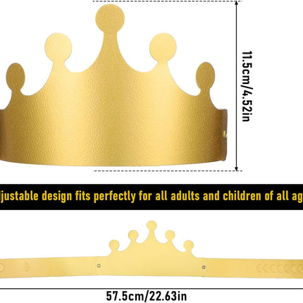Gold Paper Crowns, 20 Pcs Golden King Crown Paper Crowns for Kids and Adults Foldable Party Crown Hat for Birthday Celebration Baby Shower Photo Props Wedding Anniversary (Matte Finish).
