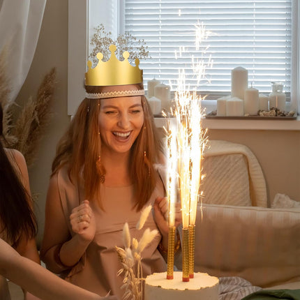 Gold Paper Crowns, 20 Pcs Golden King Crown Paper Crowns for Kids and Adults Foldable Party Crown Hat for Birthday Celebration Baby Shower Photo Props Wedding Anniversary (Matte Finish).