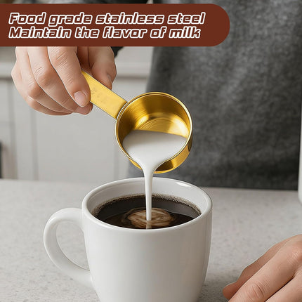 1/4 Cup Measuring Cups, 4 Pcs Golden Stainless Steel Measuring Scoop Gold Kitchen Accessories Metal 2 oz Cups for Baking Cooking Dry and Liquid Ingredient, Dishwasher Safe.