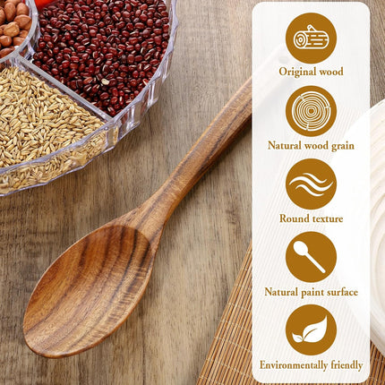 Wooden Cooking Spoons, 2 Pcs Natural Acacia Wood Serving Spoons, 12 Inch Large Mixing Spoon Wood Kitchen Utensil for Mixing, Baking, Serving and Stirring, Comfort Grip, Non-Stick Cookware Safe.
