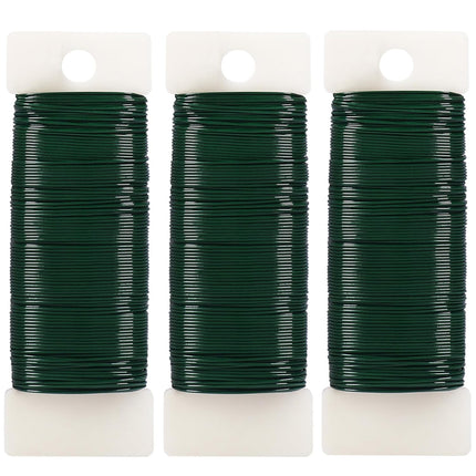 Green Floral Wire, 3 Pack Christmas Wreath Wire, 295 Feet 22 Gauge Florist Ties for Flower Arrangements, Christmas Ornaments, Wreath Making, Gardening, Crafts.