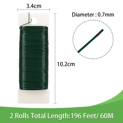 Green Floral Wire, 3 Pack Christmas Wreath Wire, 295 Feet 22 Gauge Florist Ties for Flower Arrangements, Christmas Ornaments, Wreath Making, Gardening, Crafts.