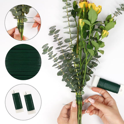 Green Floral Wire, 3 Pack Christmas Wreath Wire, 295 Feet 22 Gauge Florist Ties for Flower Arrangements, Christmas Ornaments, Wreath Making, Gardening, Crafts.