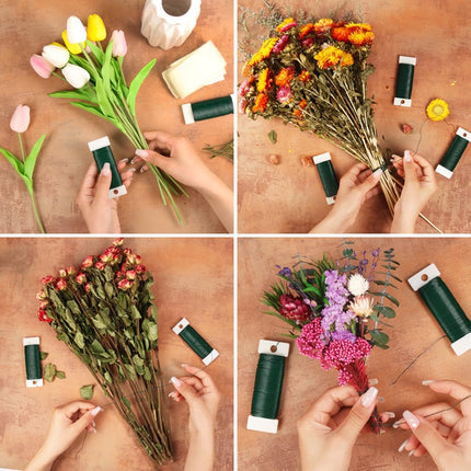 Green Floral Wire, 3 Pack Christmas Wreath Wire, 295 Feet 22 Gauge Florist Ties for Flower Arrangements, Christmas Ornaments, Wreath Making, Gardening, Crafts.