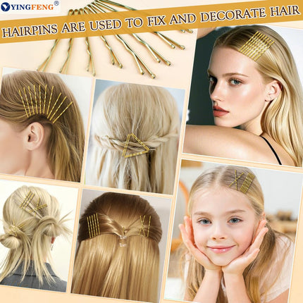 510PCS Blonde Bobby Pins Hair Pins Kit with Hair Net,  Includes 100 Bobby Pins for Women, 100 U Shaped Buns Hair Clips, 300 Hair Bands and 10 Blonde Hair Nets, Dance competition must haves.