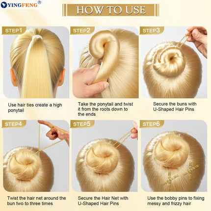 510PCS Blonde Bobby Pins Hair Pins Kit with Hair Net,  Includes 100 Bobby Pins for Women, 100 U Shaped Buns Hair Clips, 300 Hair Bands and 10 Blonde Hair Nets, Dance competition must haves.
