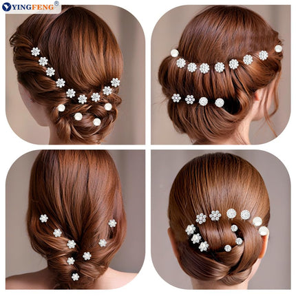 60 Pcs 7 Styles Silver Bridal Wedding Hair Pins,  Flower Hair Clips for Women, U Shaped Crystal Pearl Hair Clips, Suitable for Brides, Bridesmaids, Women's Wedding Hair Accessories.