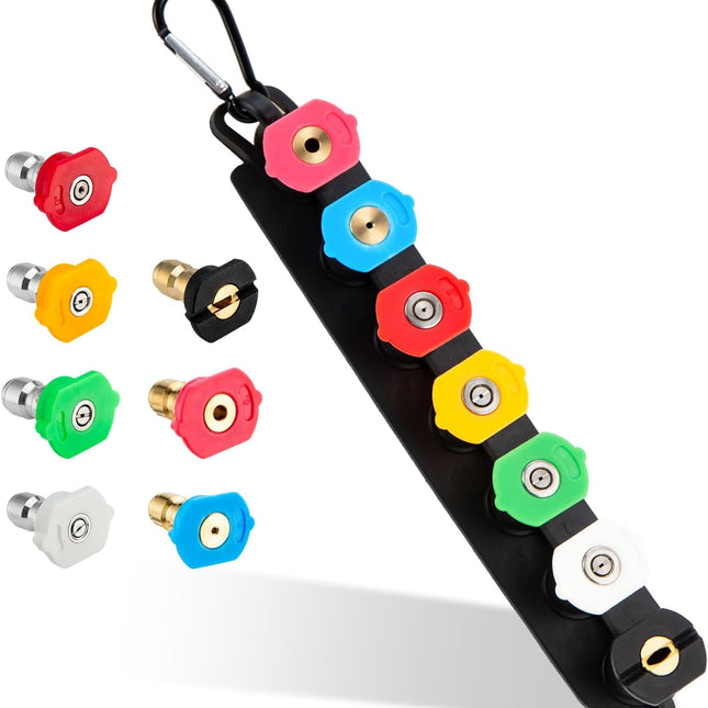 Pressure Washer Tips, Pressure Washer Nozzle Tips with Nozzle Holder, Set of 7 Pressure Washer Nozzles, 1/4 Inch Quick Connect, 4000 PSI.